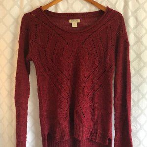 Lucky Brand Maroon Split-Hem Cable Sweater
